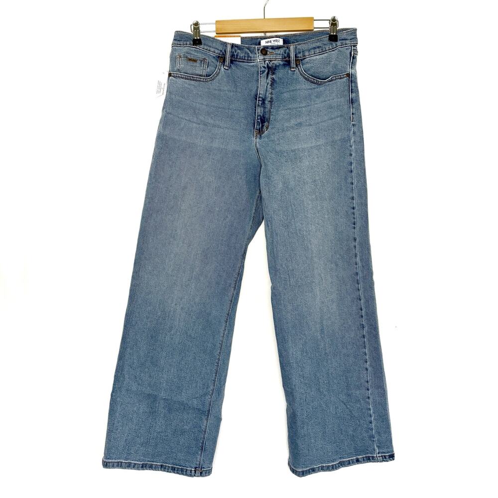 Nine West Light Wash Wide Leg Jeans High Rise 99% Cotton NWT Womens 12
